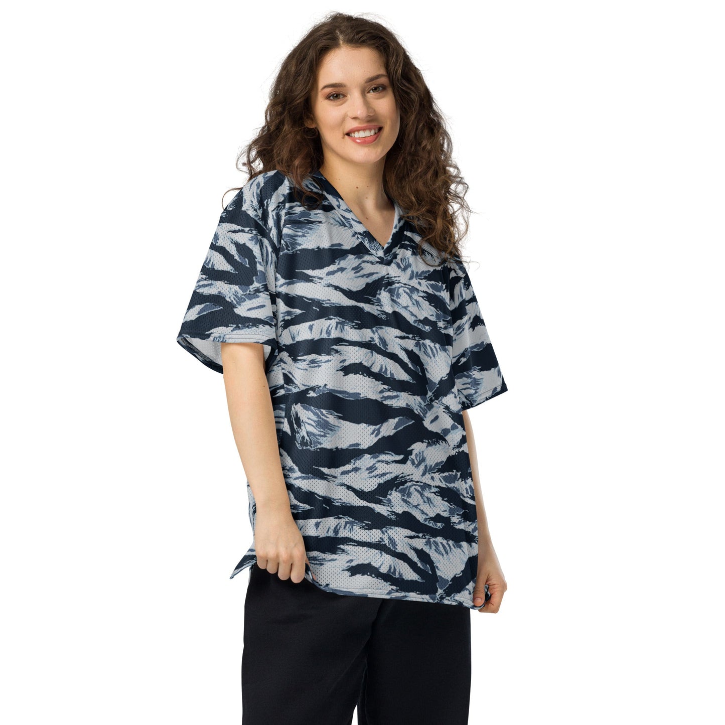 American Tiger Stripe Blue Frost CAMO Unisex Football Jersey