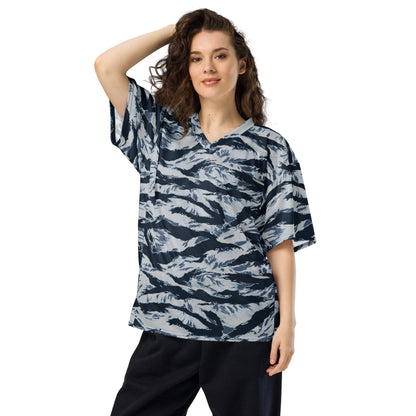 American Tiger Stripe Blue Frost CAMO Unisex Football Jersey
