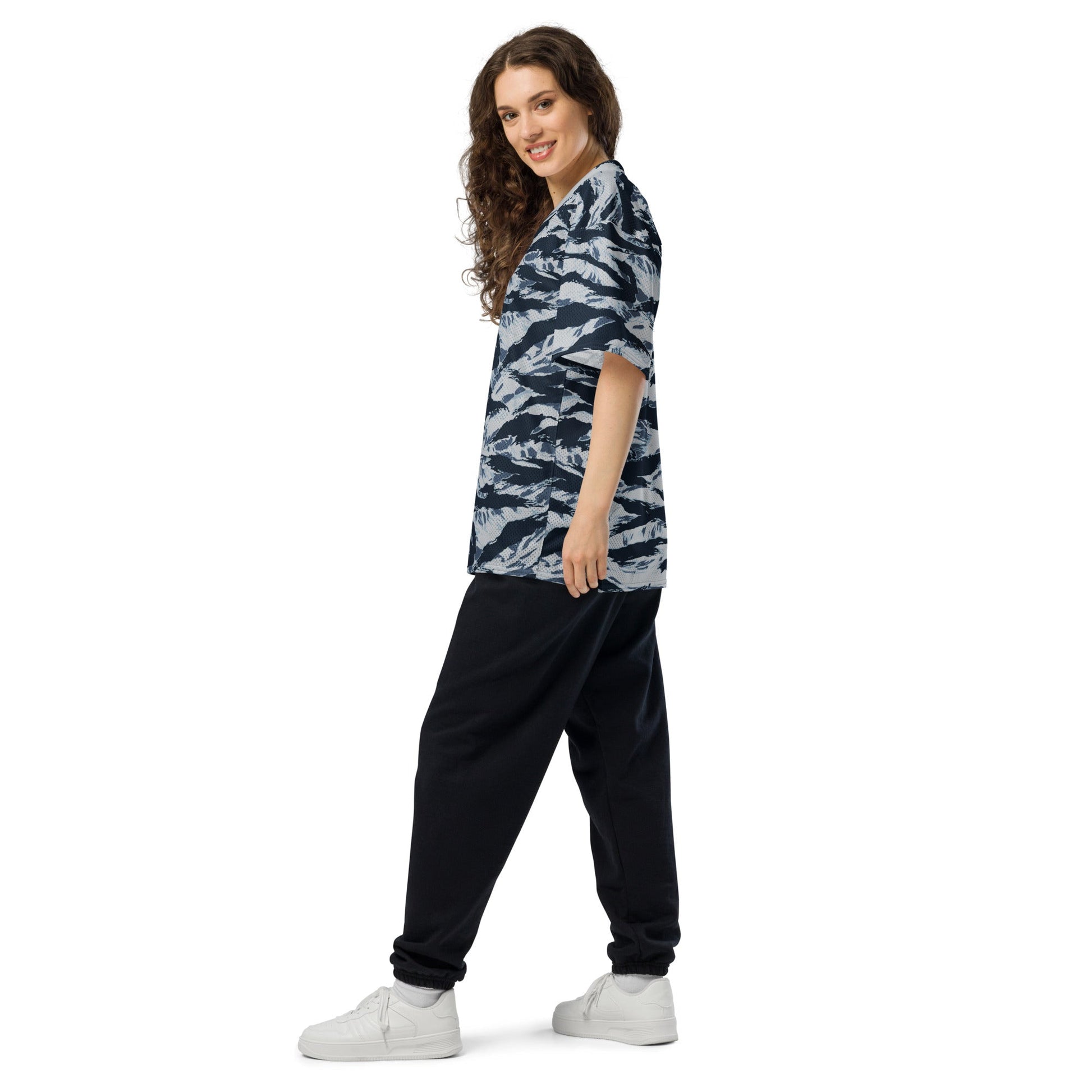 American Tiger Stripe Blue Frost CAMO Unisex Football Jersey