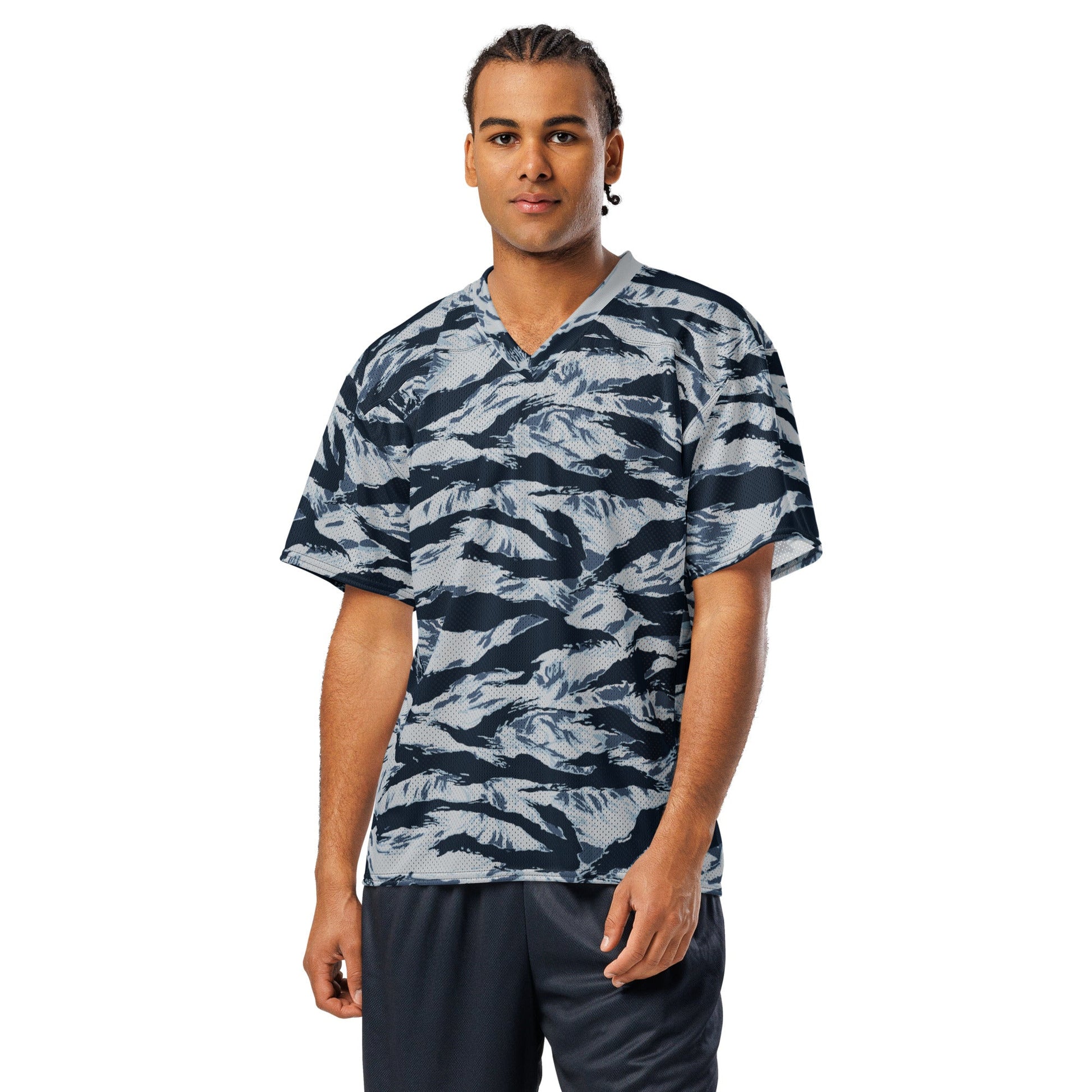 American Tiger Stripe Blue Frost CAMO Unisex Football Jersey