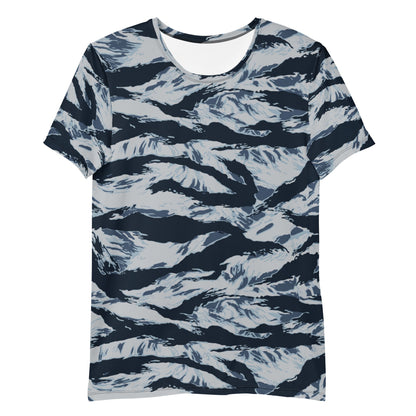 American Tiger Stripe Blue Frost CAMO Mens Athletic T-shirt - T-Shirts