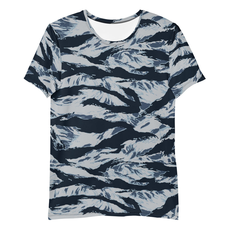 Tiger Stripe Blue Frost CAMO Mens Athletic T-Shirt - Shirt