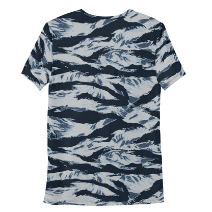 American Tiger Stripe Blue Frost CAMO Mens Athletic T-shirt - T-Shirts