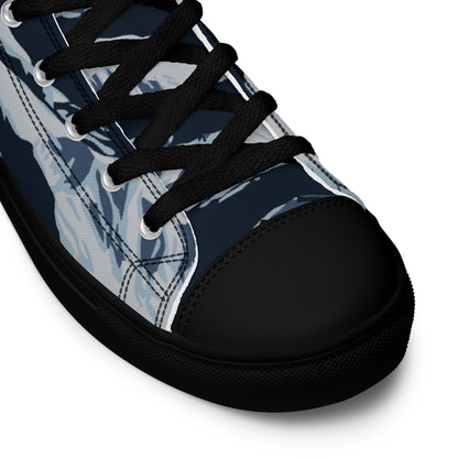 American Tiger Stripe Blue Frost CAMO Mens high top canvas shoes - High Top Canvas Shoes