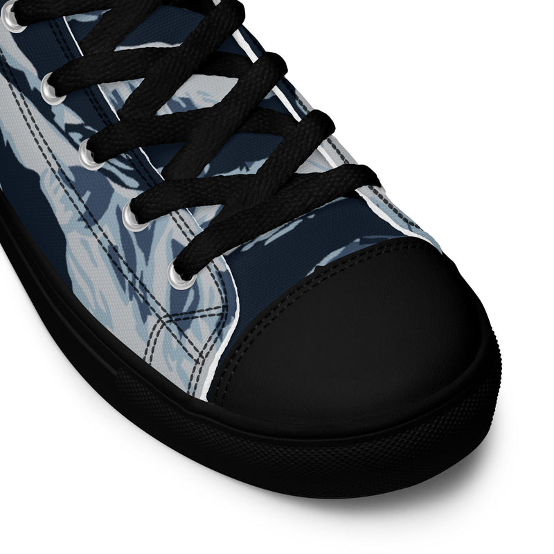 Tiger Stripe Blue Frost CAMO Mens High-Top Canvas Shoes