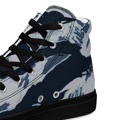 American Tiger Stripe Blue Frost CAMO Mens high top canvas shoes - High Top Canvas Shoes