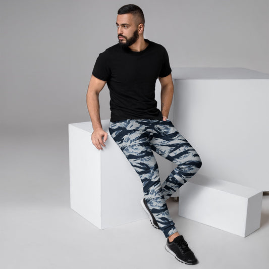 American Tiger Stripe Blue Frost CAMO Mens Joggers - XS