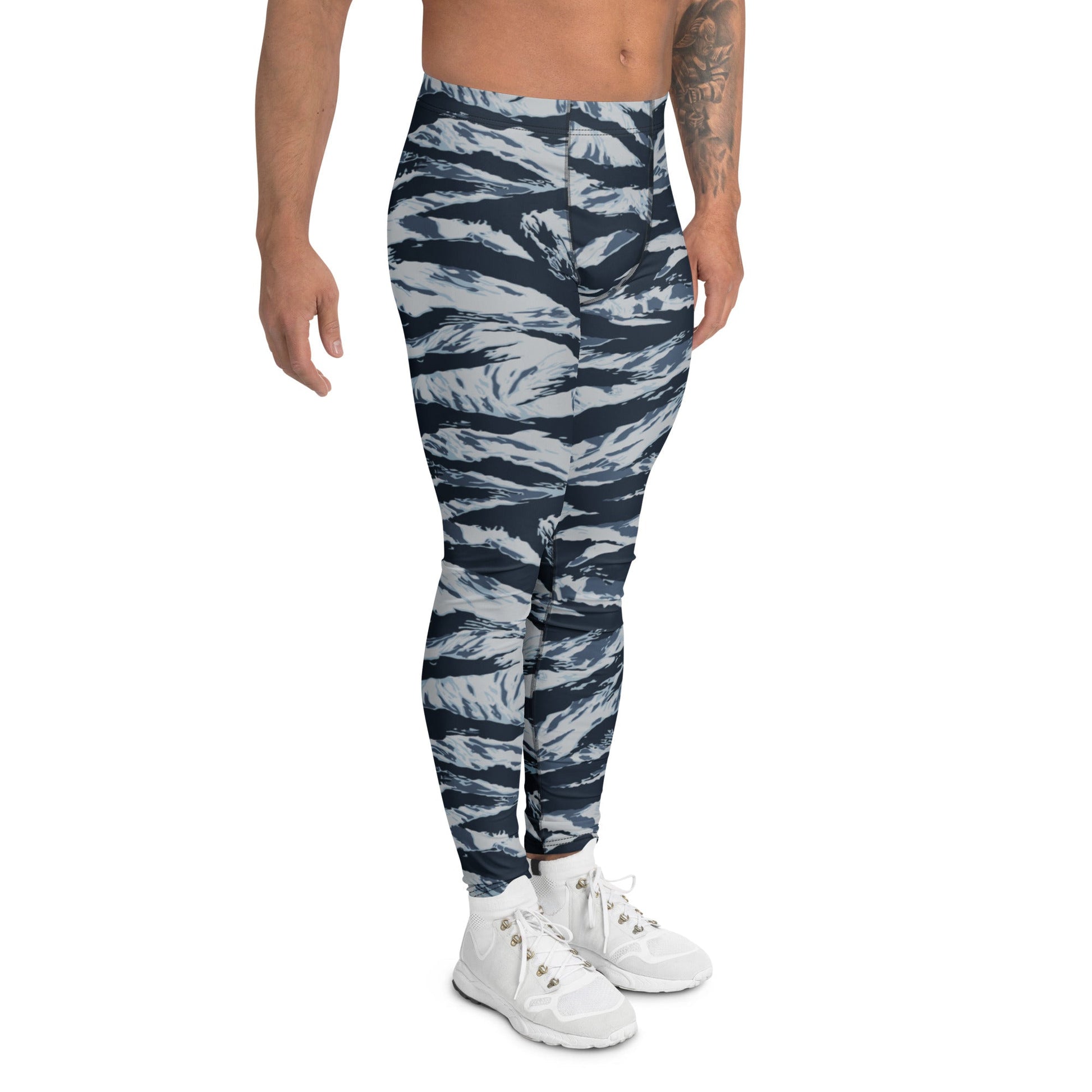 American Tiger Stripe Blue Frost CAMO Mens Leggings