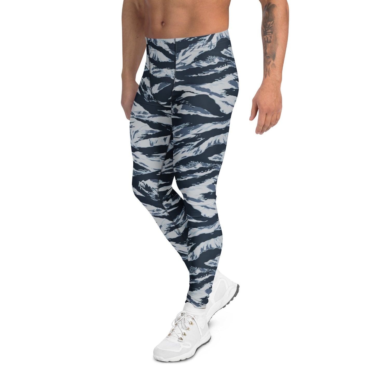 American Tiger Stripe Blue Frost CAMO Mens Leggings
