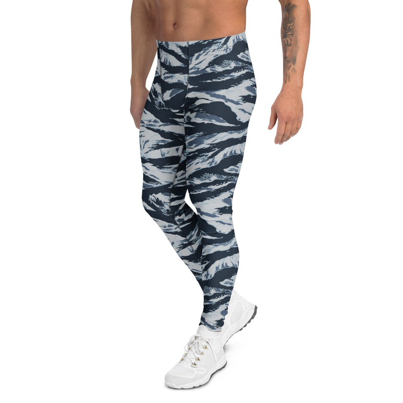 Tiger Stripe Blue Frost CAMO Mens Leggings - Men
