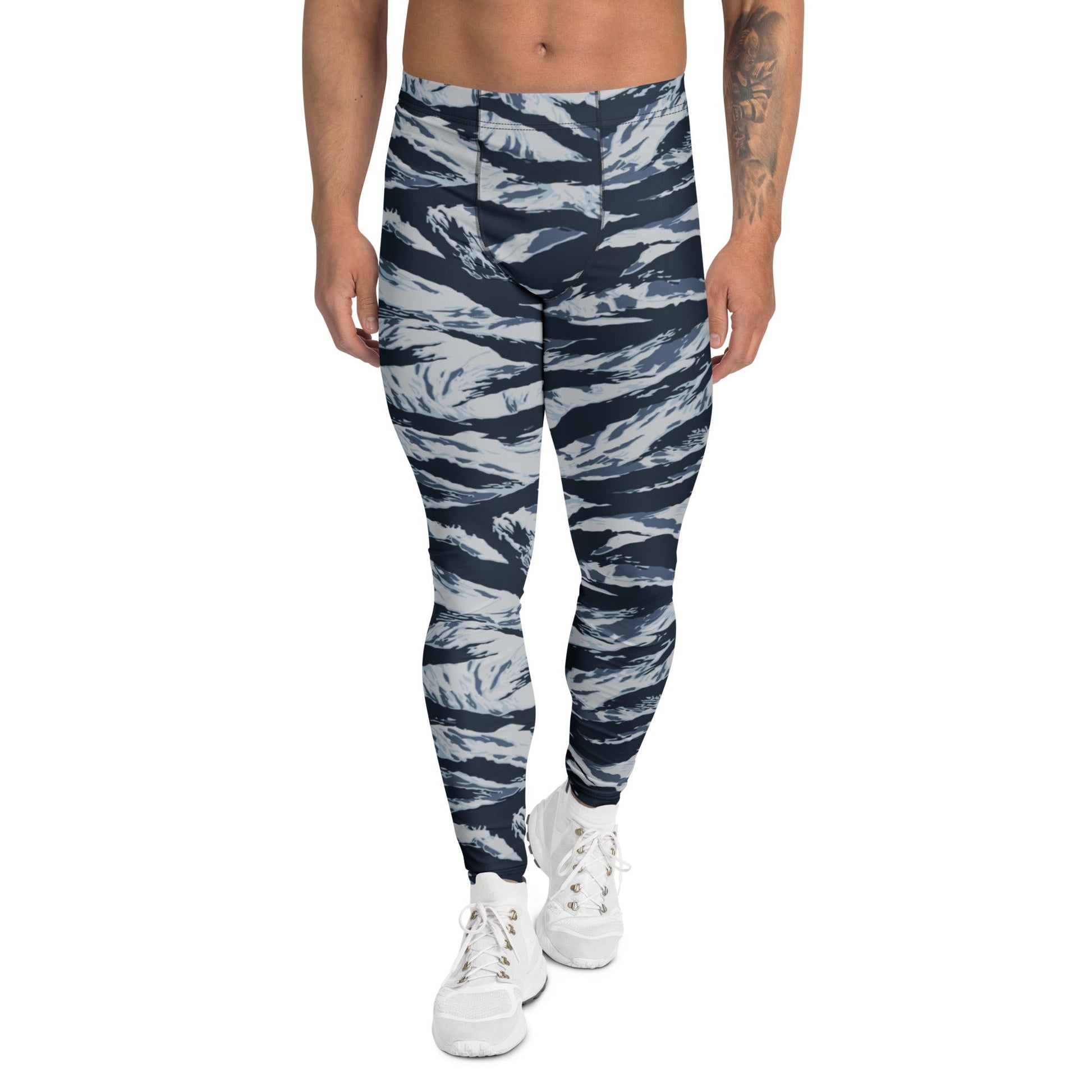 American Tiger Stripe Blue Frost CAMO Mens Leggings - XS