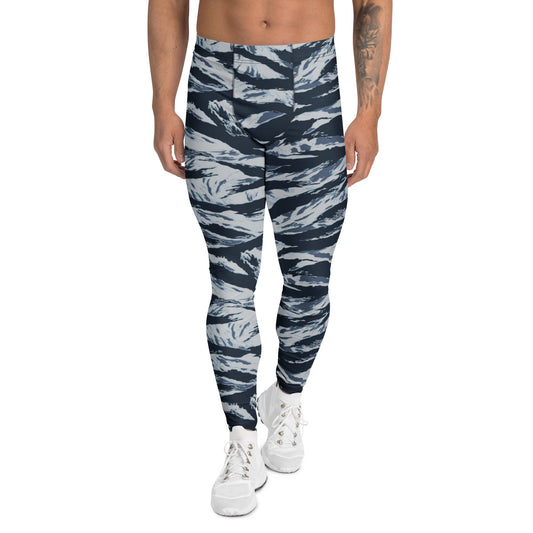 American Tiger Stripe Blue Frost CAMO Mens Leggings - XS