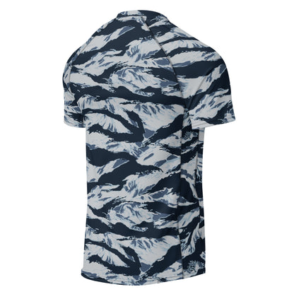 American Tiger Stripe Blue Frost CAMO Mens Short-Sleeve Rash Guard - Short-sleeve Guards
