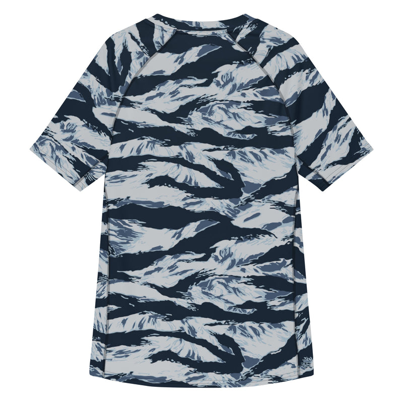 Tiger Stripe Blue Frost CAMO Mens Short-Sleeve Rash Guard - SS