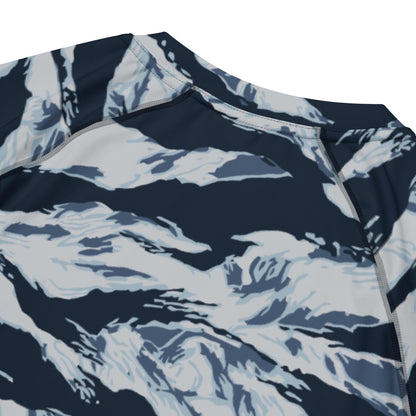 American Tiger Stripe Blue Frost CAMO Mens Short-Sleeve Rash Guard - Short-sleeve Guards