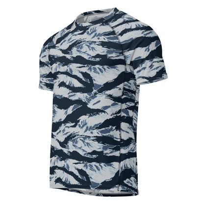 American Tiger Stripe Blue Frost CAMO Mens Short-Sleeve Rash Guard - Short-sleeve Guards