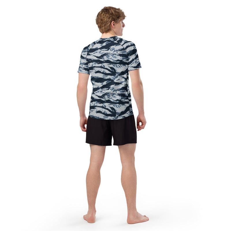 Tiger Stripe Blue Frost CAMO Mens Short-Sleeve Rash Guard - SS