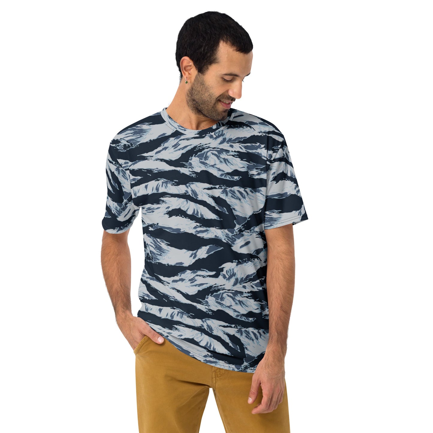 American Tiger Stripe Blue Frost CAMO Mens t-shirt - T-Shirts