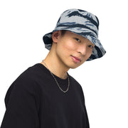 Tiger Stripe Blue Frost CAMO Reversible Bucket Hat - Head