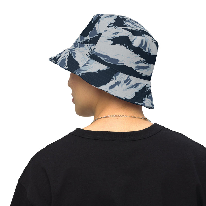 Tiger Stripe Blue Frost CAMO Reversible Bucket Hat - Head