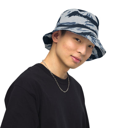 American Tiger Stripe Blue Frost CAMO Reversible bucket hat - Bucket Hats