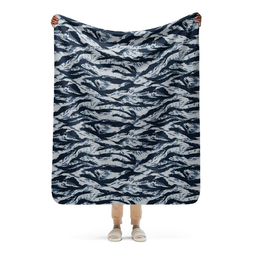 Tiger Stripe Blue Frost CAMO Sherpa Blanket - 50″×60″