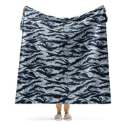Tiger Stripe Blue Frost CAMO Sherpa Blanket - 60″×80″