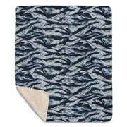 Tiger Stripe Blue Frost CAMO Sherpa Blanket