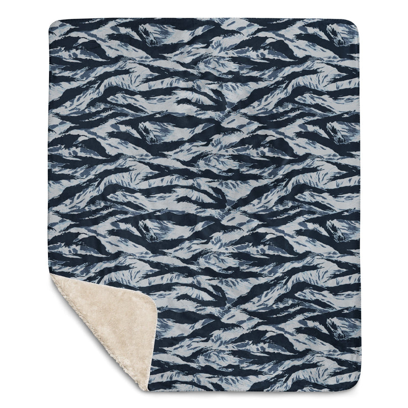 Tiger Stripe Blue Frost CAMO Sherpa Blanket