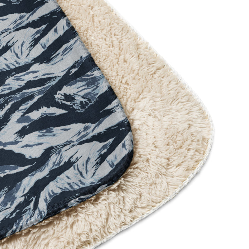 Tiger Stripe Blue Frost CAMO Sherpa Blanket