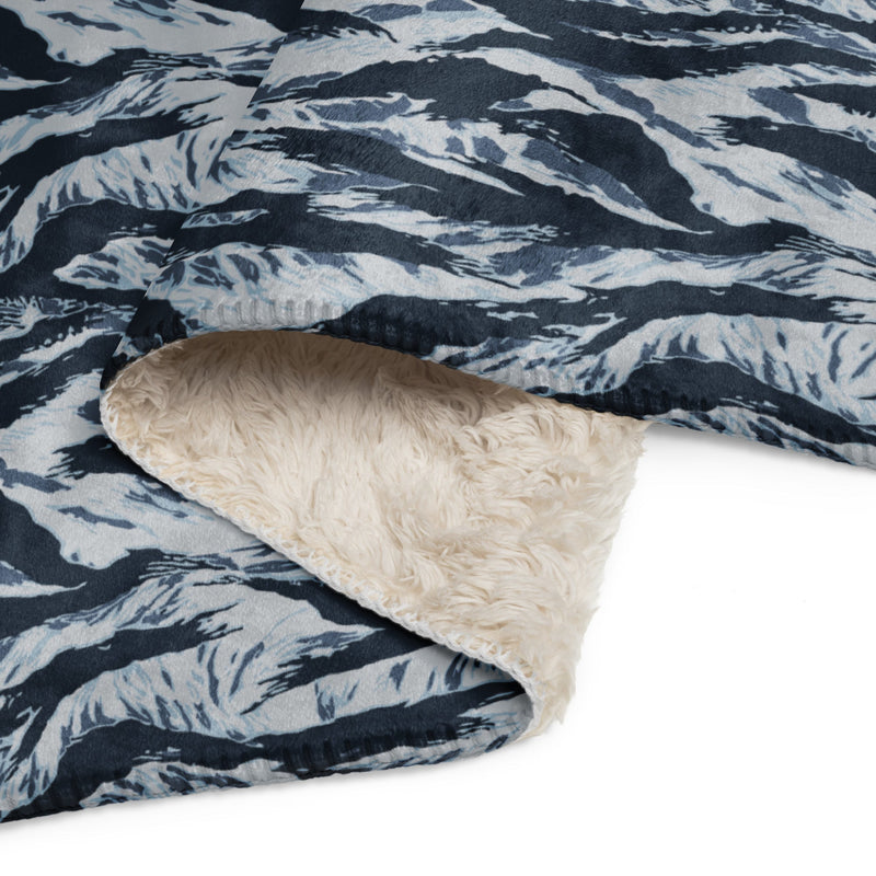 Tiger Stripe Blue Frost CAMO Sherpa Blanket