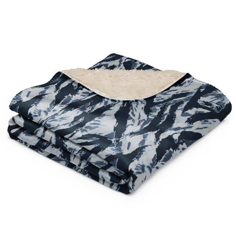 Tiger Stripe Blue Frost CAMO Sherpa Blanket