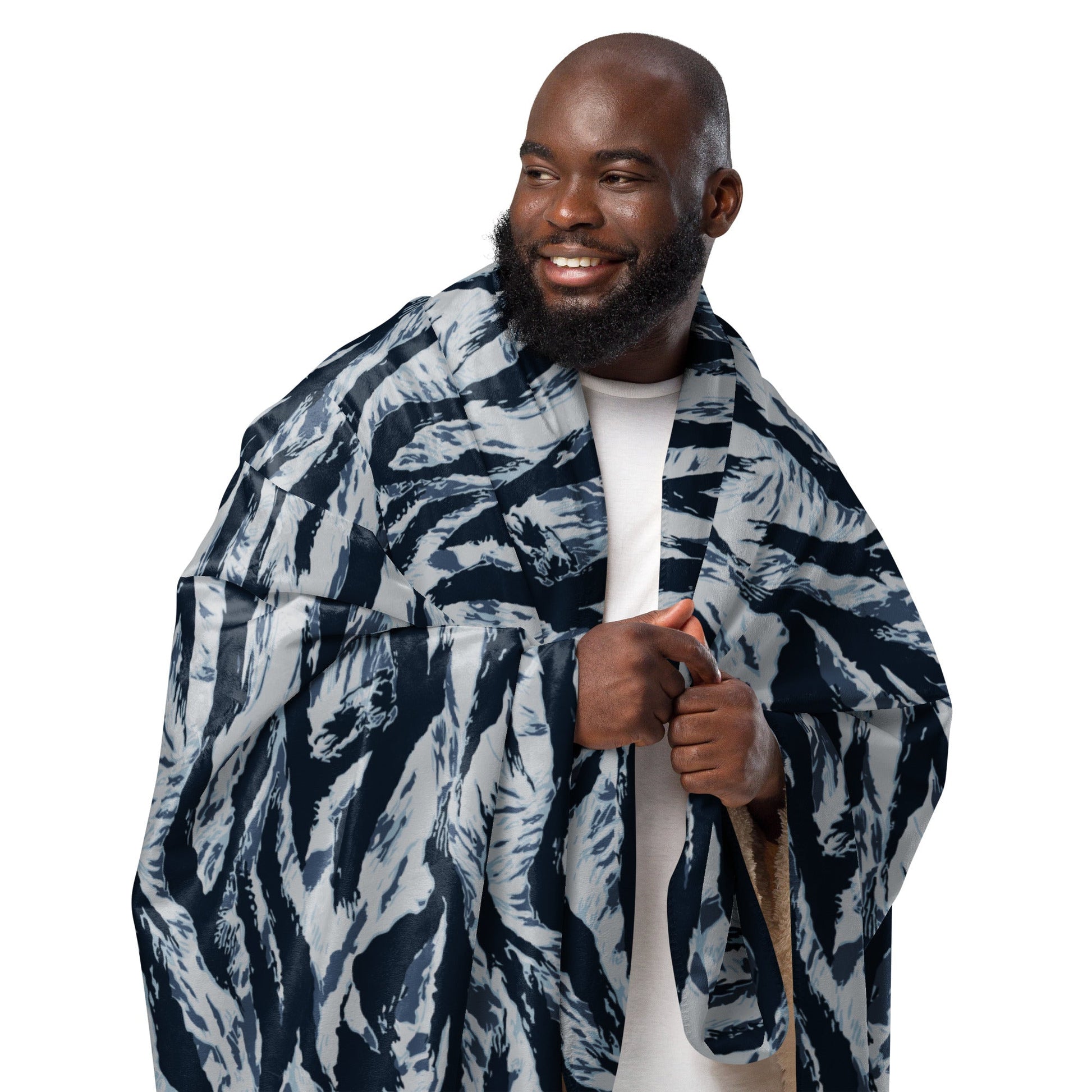 American Tiger Stripe Blue Frost CAMO Sherpa blanket - Blankets