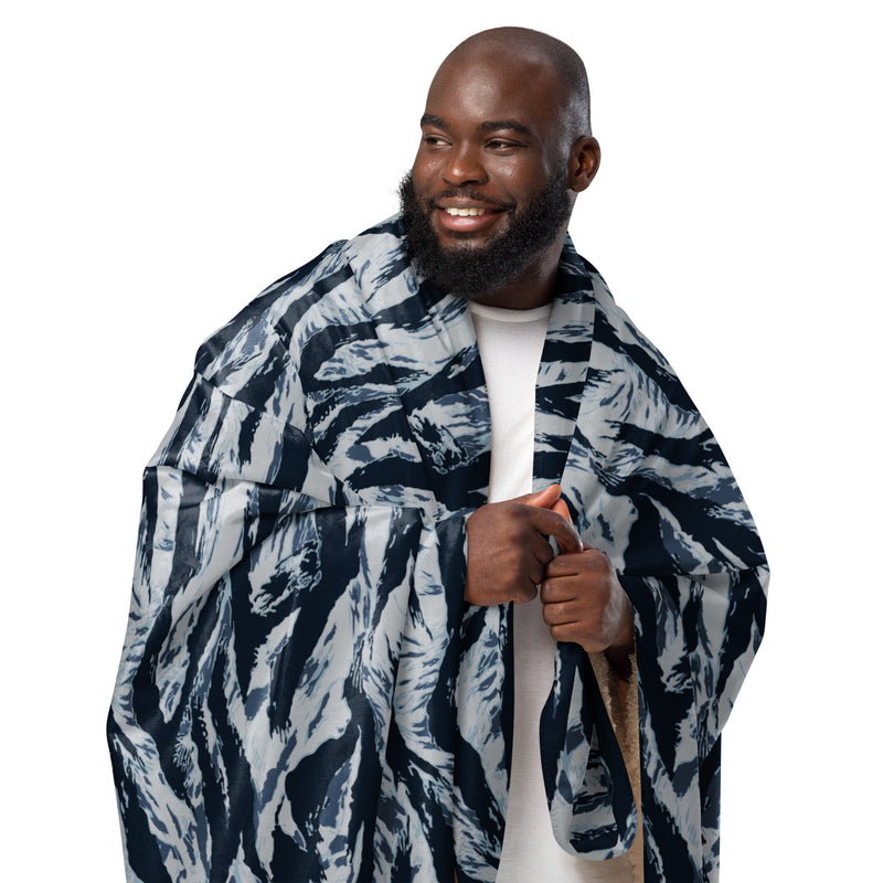 Tiger Stripe Blue Frost CAMO Sherpa Blanket