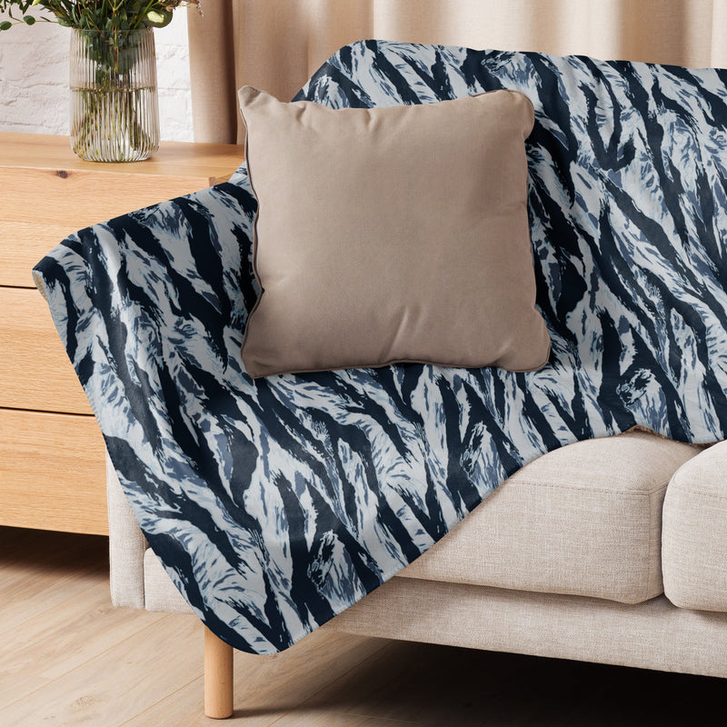 Tiger Stripe Blue Frost CAMO Sherpa Blanket