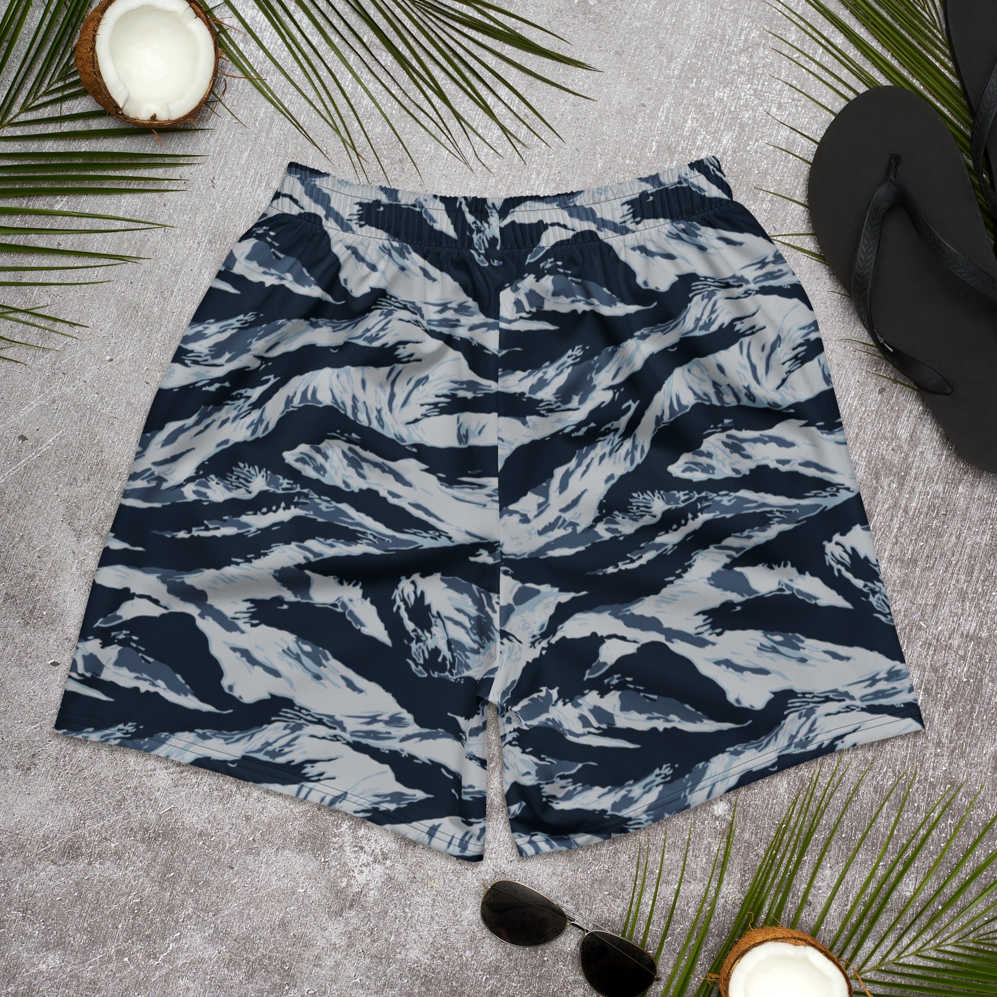 American Tiger Stripe Blue Frost CAMO Unisex Athletic Long Shorts