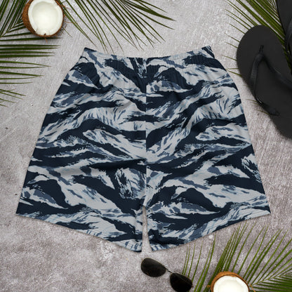 American Tiger Stripe Blue Frost CAMO Unisex Athletic Long Shorts