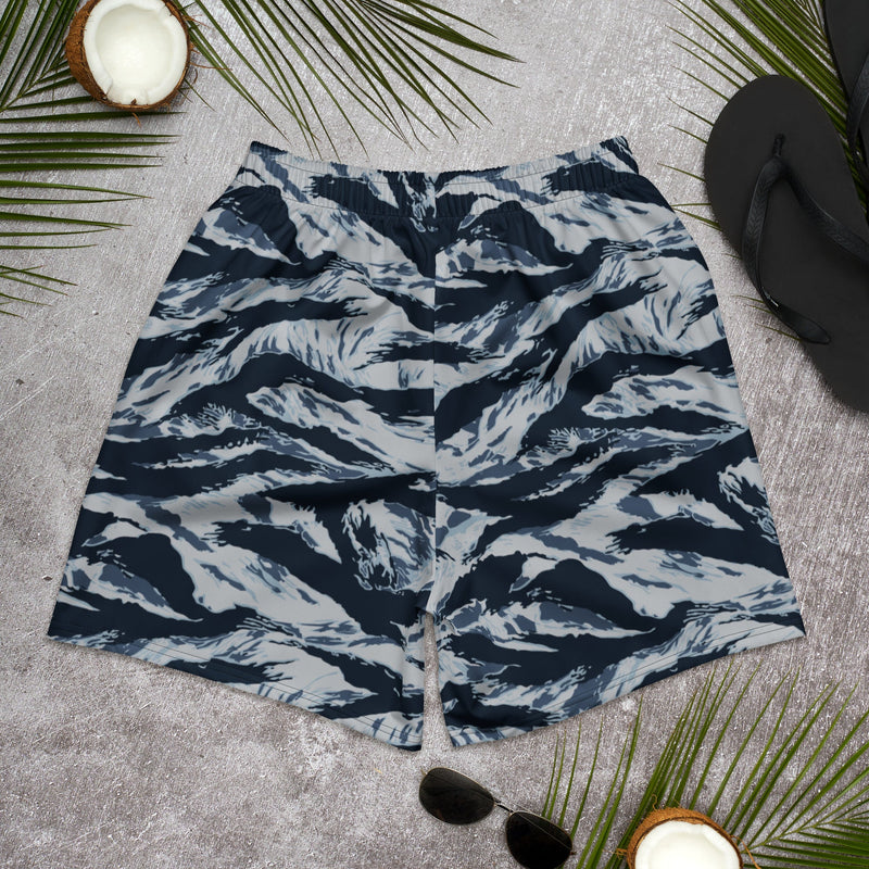 Tiger Stripe Blue Frost CAMO Unisex Athletic Long Shorts