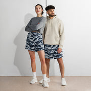 Tiger Stripe Blue Frost CAMO Unisex Athletic Long Shorts