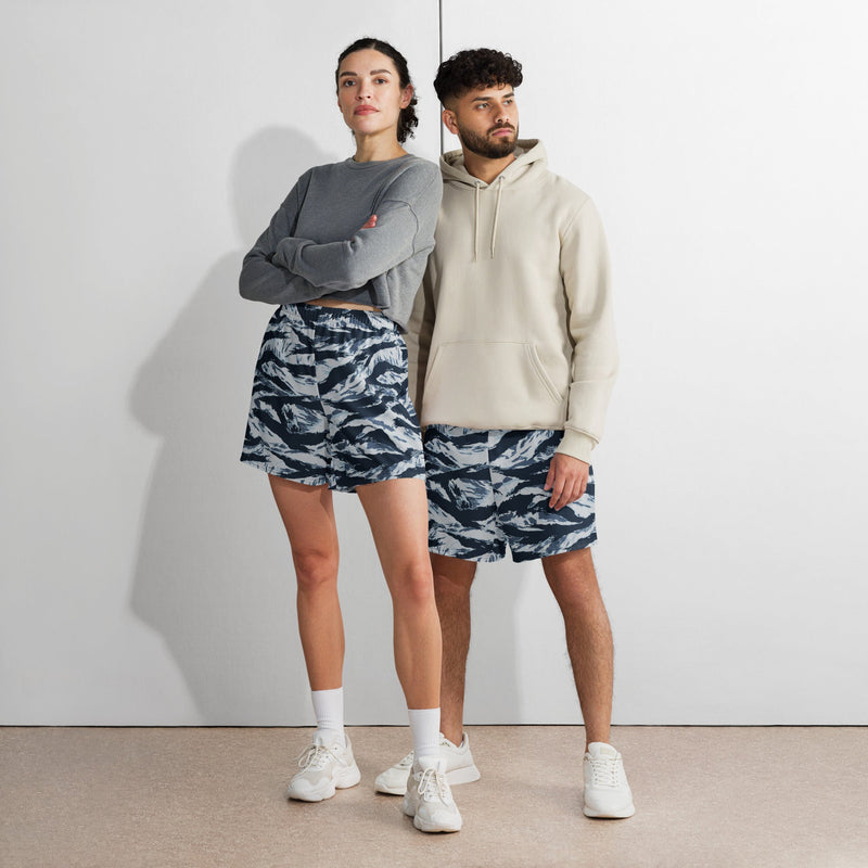 Tiger Stripe Blue Frost CAMO Unisex Athletic Long Shorts