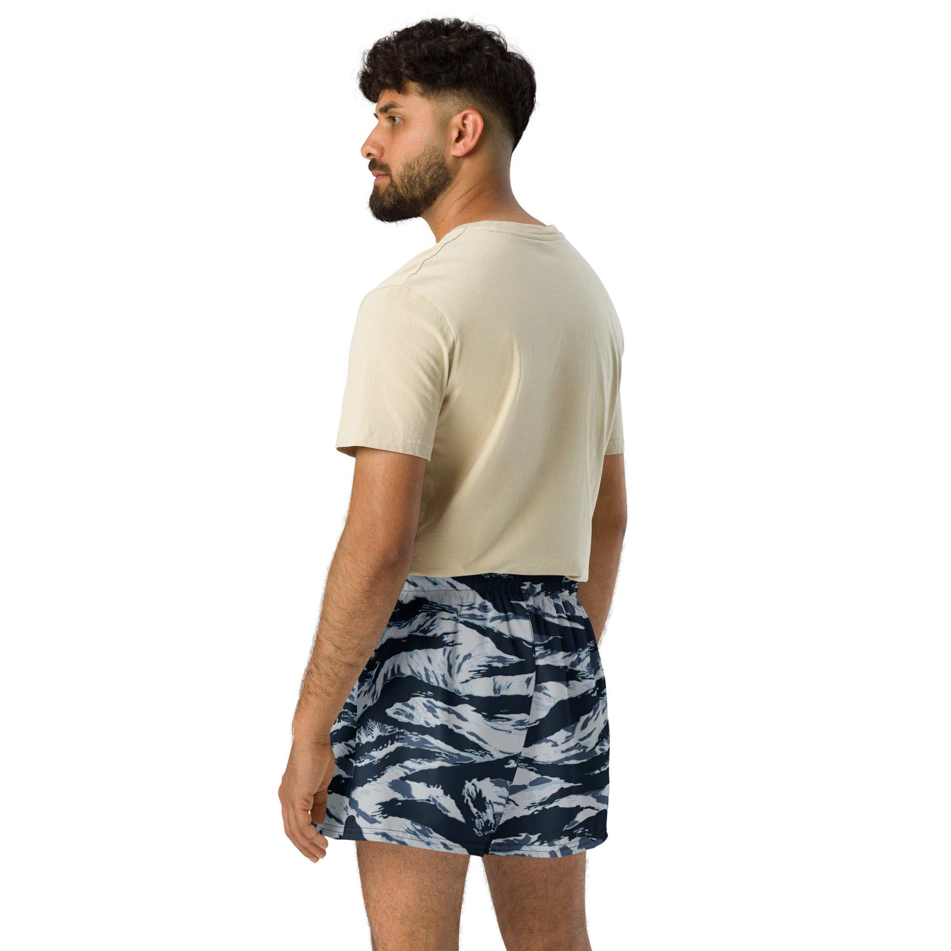 American Tiger Stripe Blue Frost CAMO Unisex Athletic Shorts