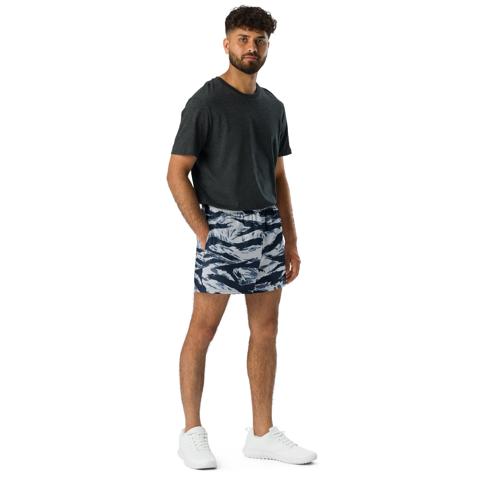 American Tiger Stripe Blue Frost CAMO Unisex Athletic Shorts