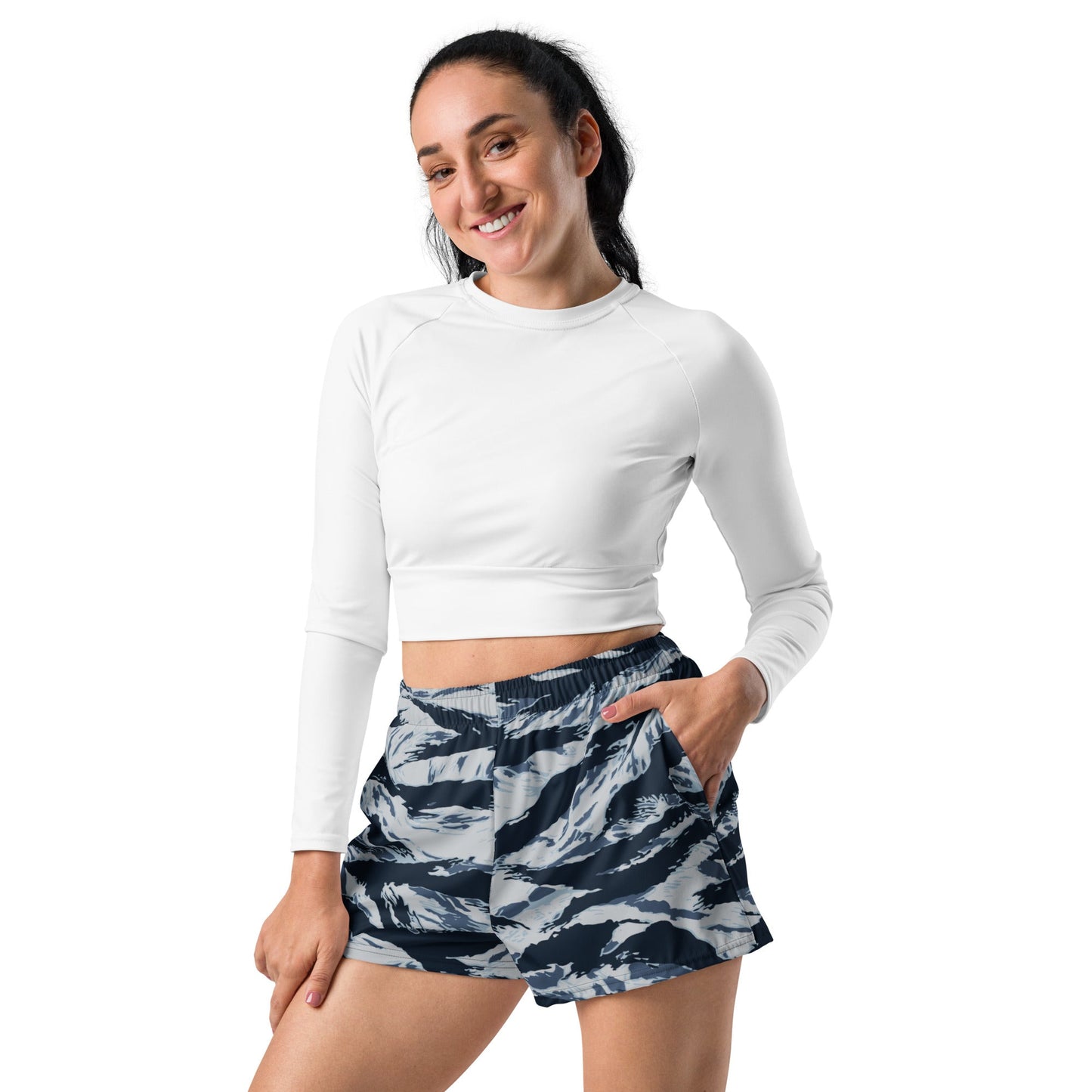 American Tiger Stripe Blue Frost CAMO Unisex Athletic Shorts