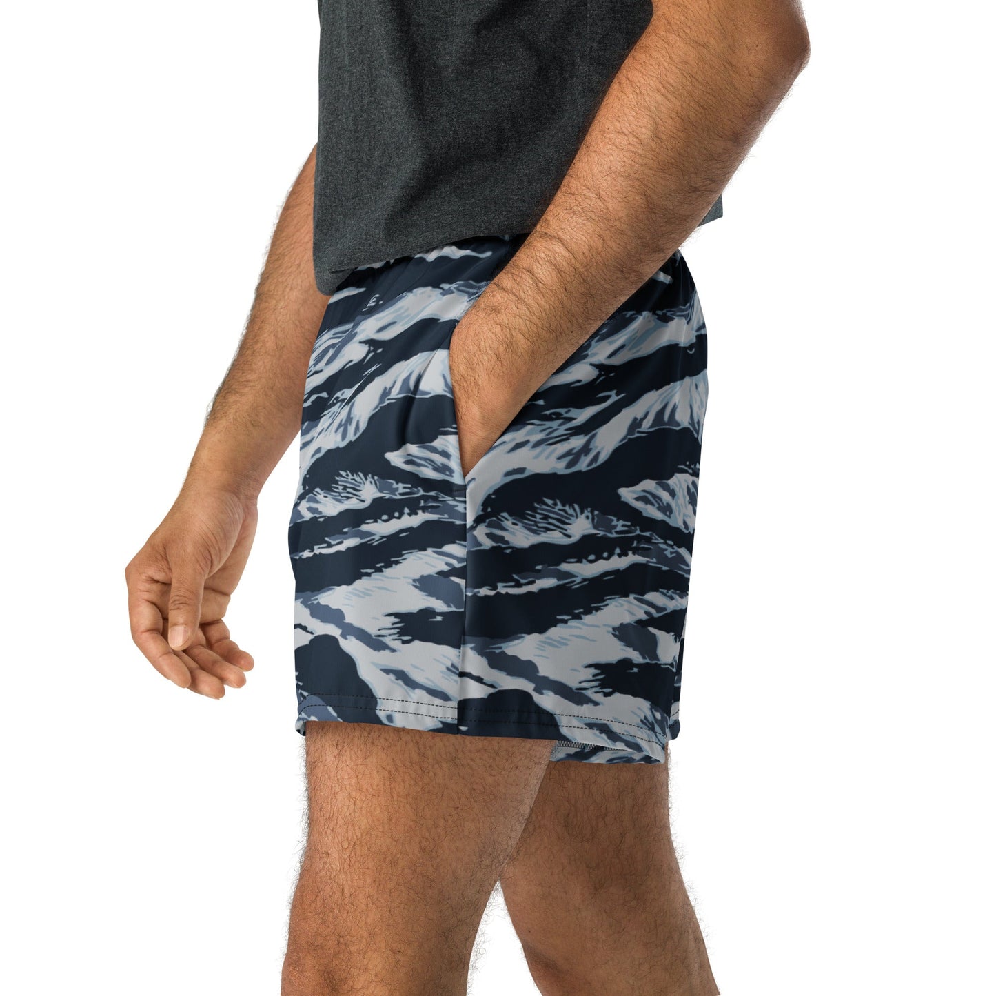 American Tiger Stripe Blue Frost CAMO Unisex Athletic Shorts - XS
