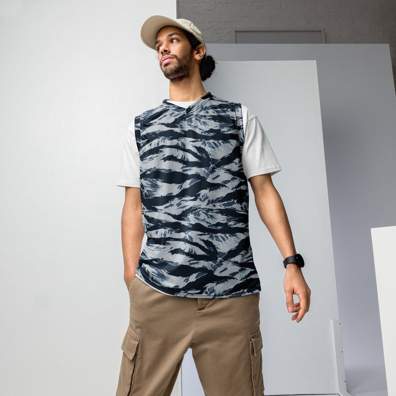 Tiger Stripe Blue Frost CAMO Unisex Basketball Jersey - 2XS