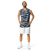 Tiger Stripe Blue Frost CAMO Unisex Basketball Jersey