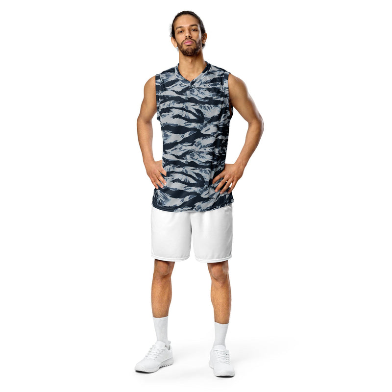 Tiger Stripe Blue Frost CAMO Unisex Basketball Jersey