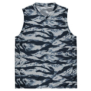 Tiger Stripe Blue Frost CAMO Unisex Basketball Jersey