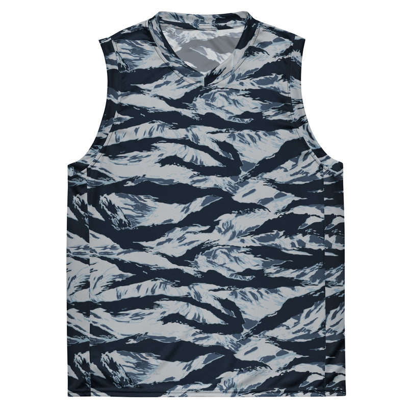 Tiger Stripe Blue Frost CAMO Unisex Basketball Jersey