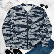 Tiger Stripe Blue Frost CAMO Unisex Bomber Jacket